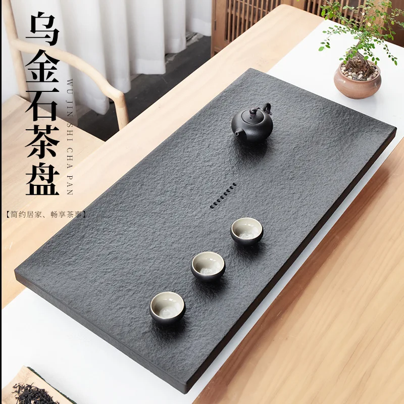 Natural Ebonite Tea Tray Home Simple Size Tea Sea Stone Material Chinese Living Room Kung Fu Tea Set Table Tray Home Gift