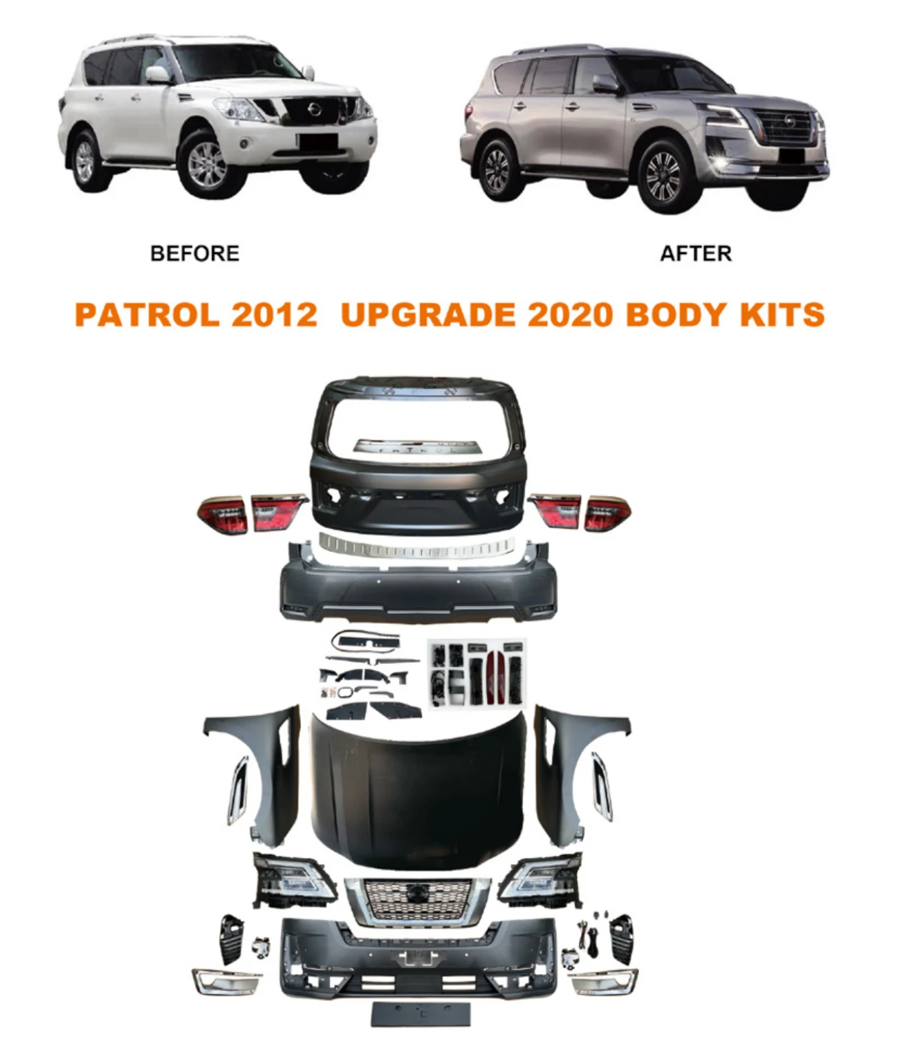 المصد الأمامي/الخلفي الجديد لسيارة نيسان إنفينيتي QX56 2004-2017 ترقية إلى طقم هيكل باترول-2023 2024