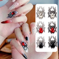 10PCS 3D Alloy Spider Nail Art Charms Rhinestone Accessories Gothic Halloween Nails Decoration Design Supplies Material Manicure