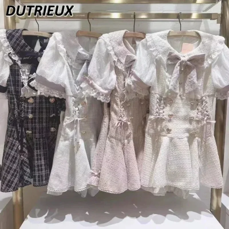 

Одежда в стиле Лолиты, японский комплект шорт массового производства с короткими рукавами, женское милое милое платье-рубашка с кукольным воротником, костюм из двух предметов; 2'k,