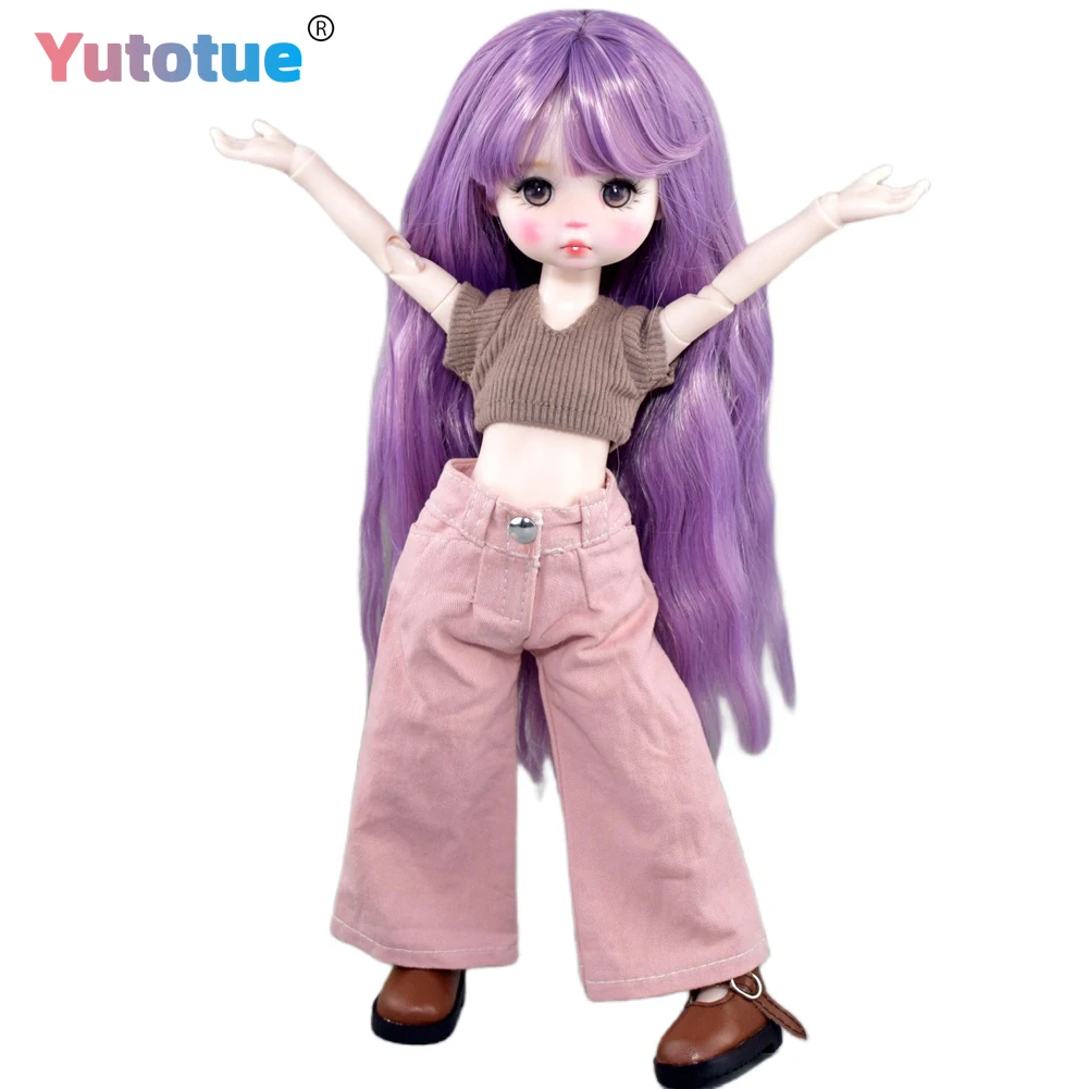 

YUTOTUE 30cm Height Cute BJD Doll Toy Wigs Clothes Shoes Removable Face Makeup Lifelike Girls Gift