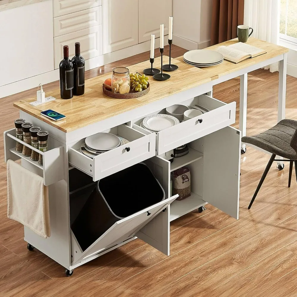 Kitchen Islands with Extendable Dining Table, 81.7
