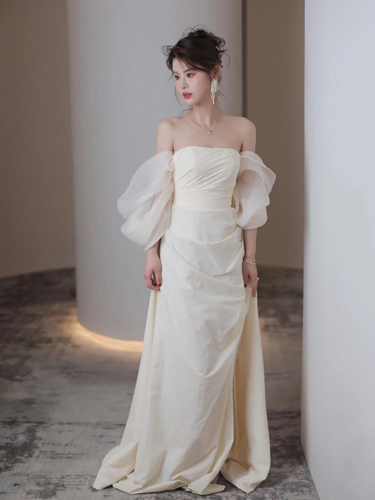 

Simple Strapl Bridal Gown Vintage Sle Soft Satin Fabric A-Line Skirt Outdoor Lawn Wedding Dr for Brides