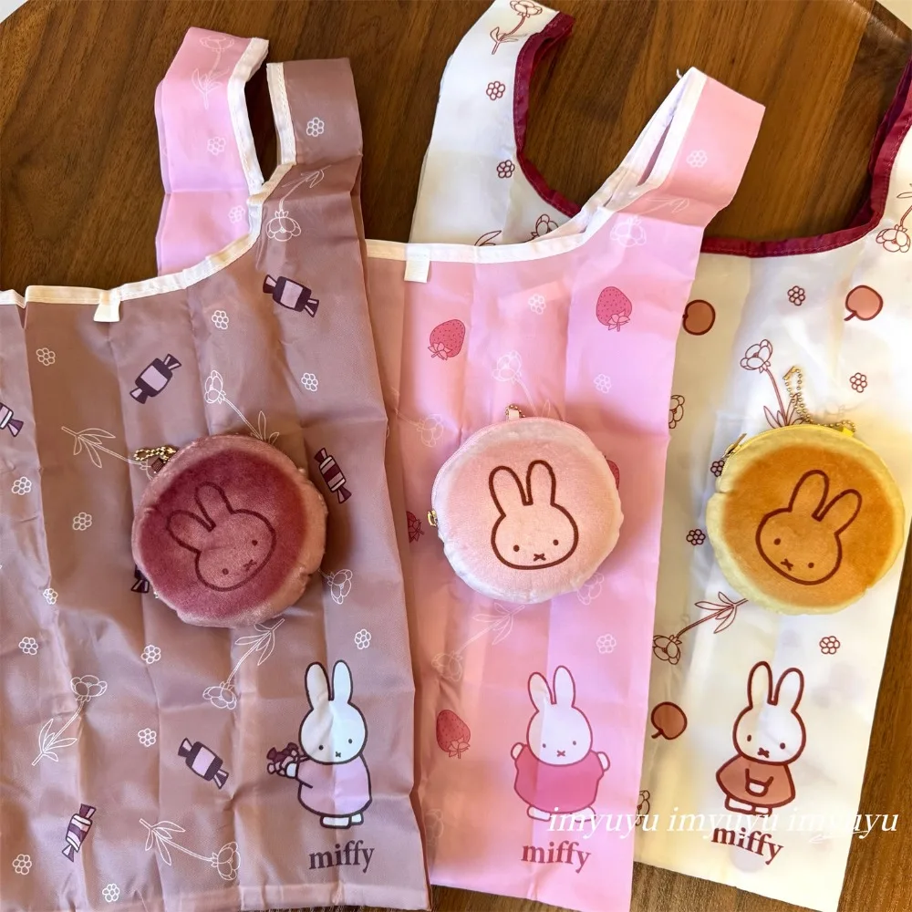 

Складная сумка для покупок Miffy, экологичная многоразовая сумка-тоут, чехол для наушников, портативная легкая сумка для продуктов с мультяшным принтом, дорожная сумка для хранения, подарок