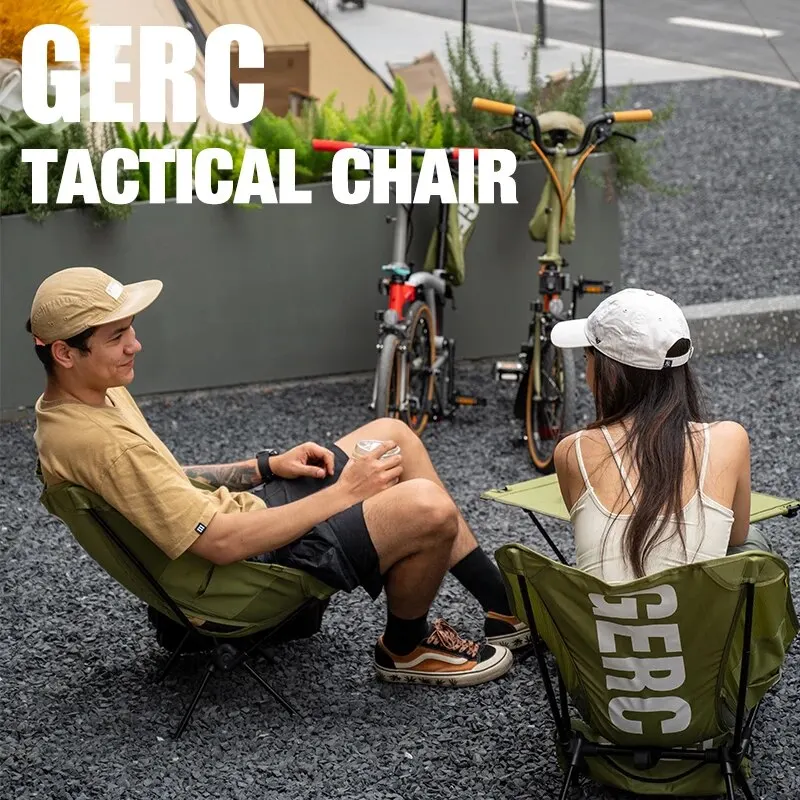 GERC Several Guests Camping Outdoor Riding Lightweight Folding Chair Adult Children Portable Storage Moon Tactical Chair