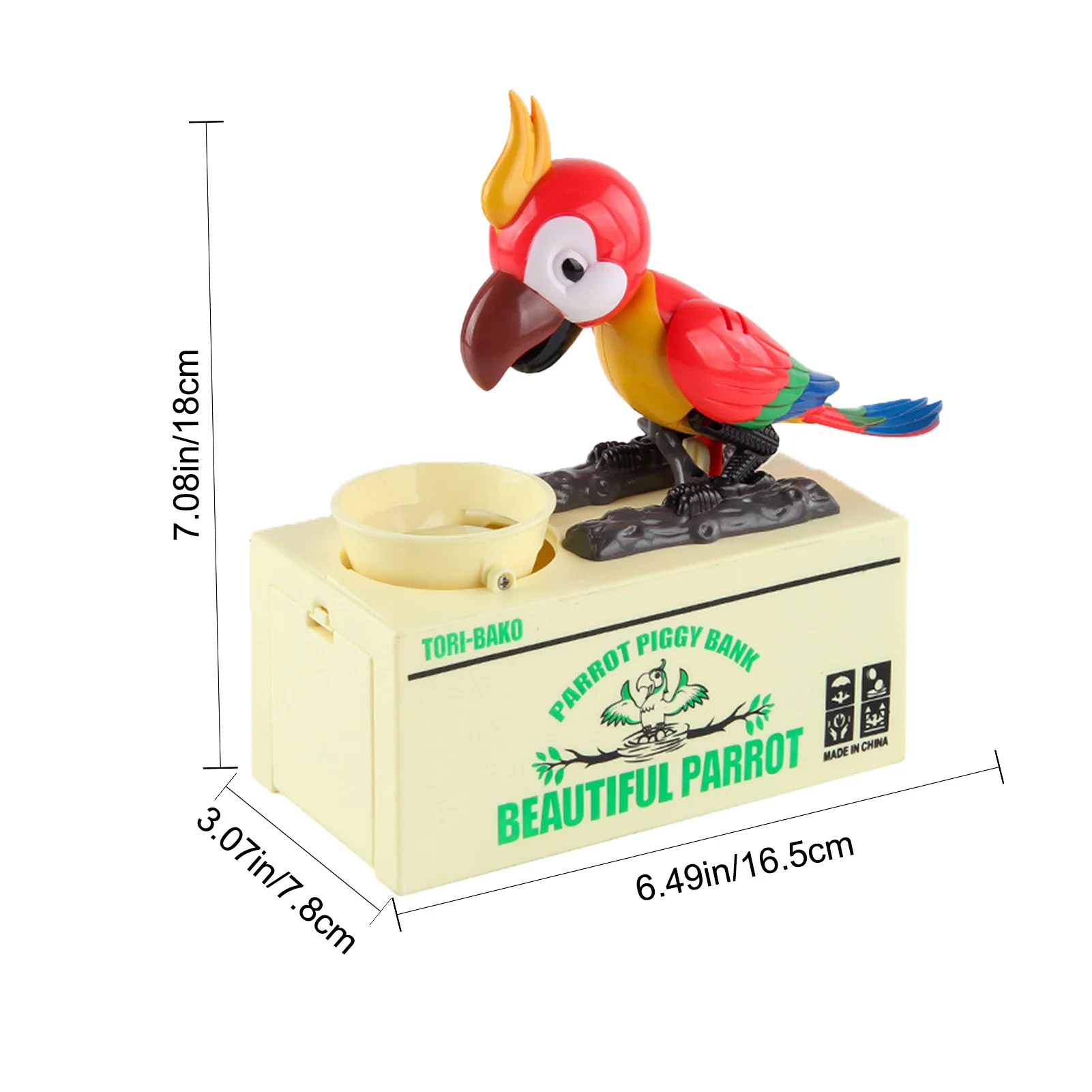 Parrot Piggy Bank Hungry Stealing Eating Parrot Coin Storage Bank Coin Munching Toy Money Saving Box Ideal Birthday Gift For