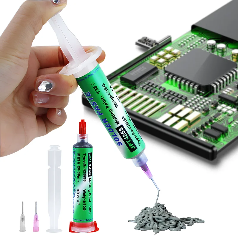 Solder Paste Syringe Flux 138℃ Low Temperature Lead-free Solder Paste No Clean Sn42bi58 Welding Paste For Welding Components