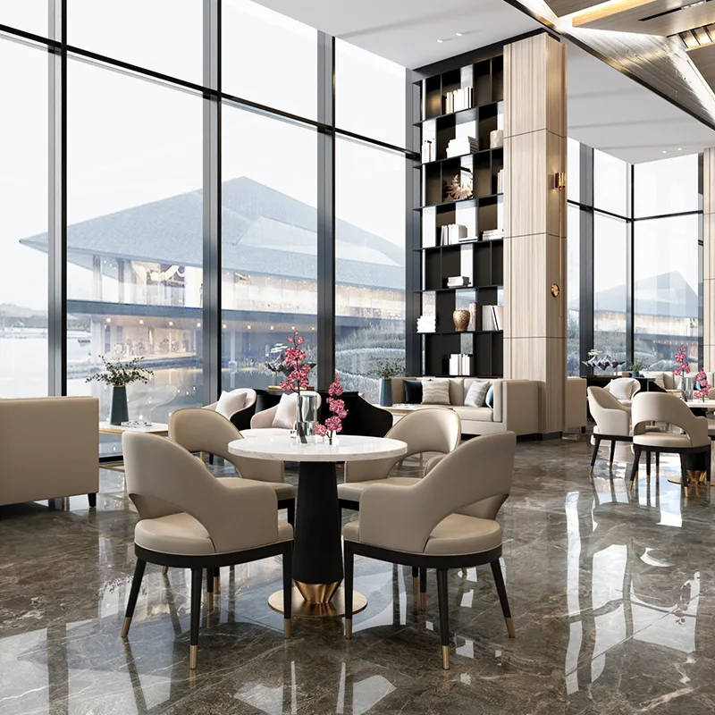 New Chinese sales office light luxury negotiation table chair sofa combination club hotel lobby model room solid wood furniture