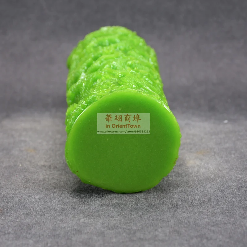 Diameter 6.5 cm imitation Jasper Xiuyu cylinder Dragon Play Pearl carving stone seal luminous stone signet carving idle seal