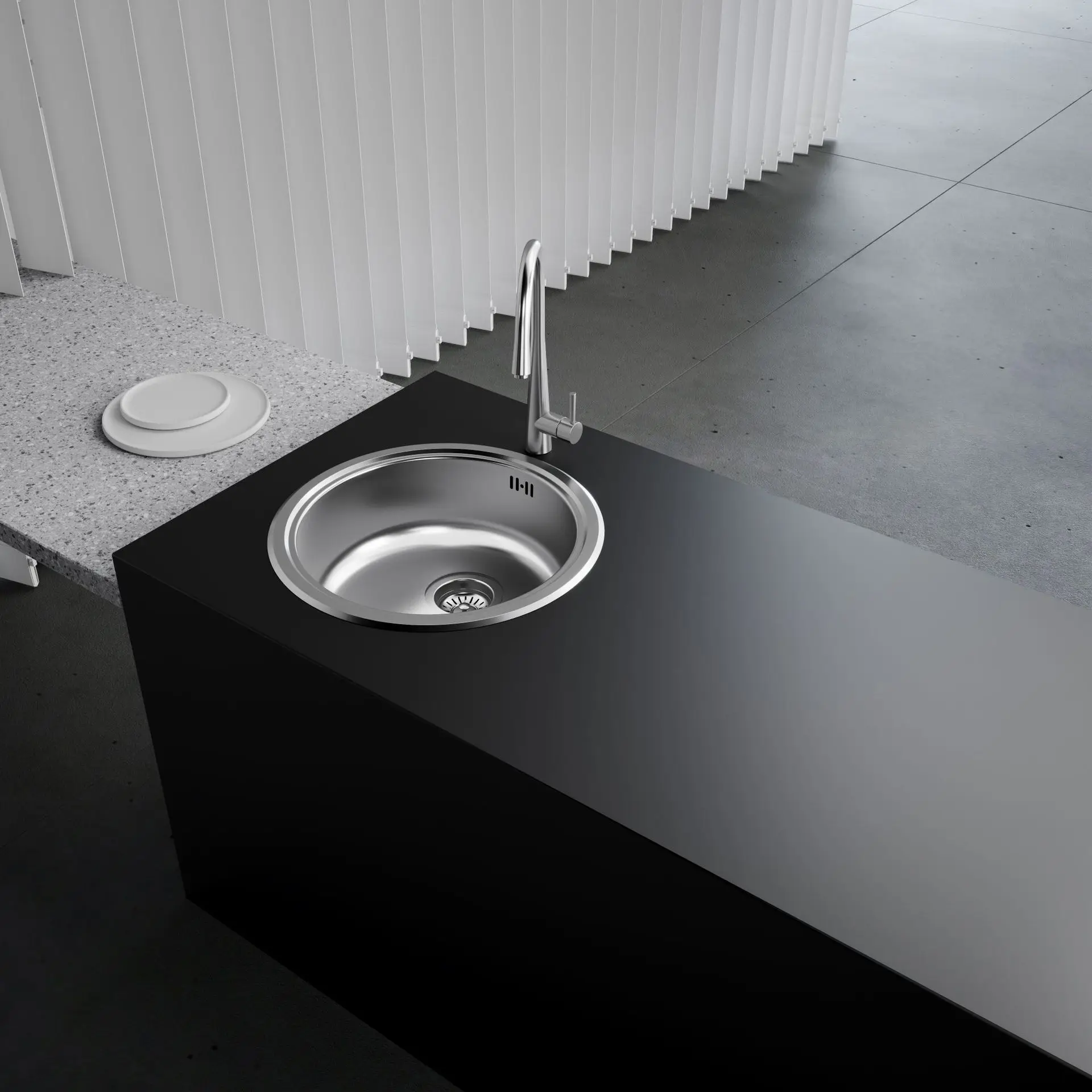 Stainless steel kitchen round slot island small single slot kitchen sink