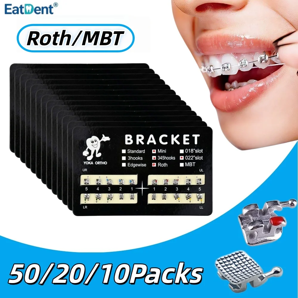 50/20/10Packs Dental Brackets Orthodontic Brace Metal Monoblock Mini Roth MBT 022 345 Hook Dental Treatment Materials Tools