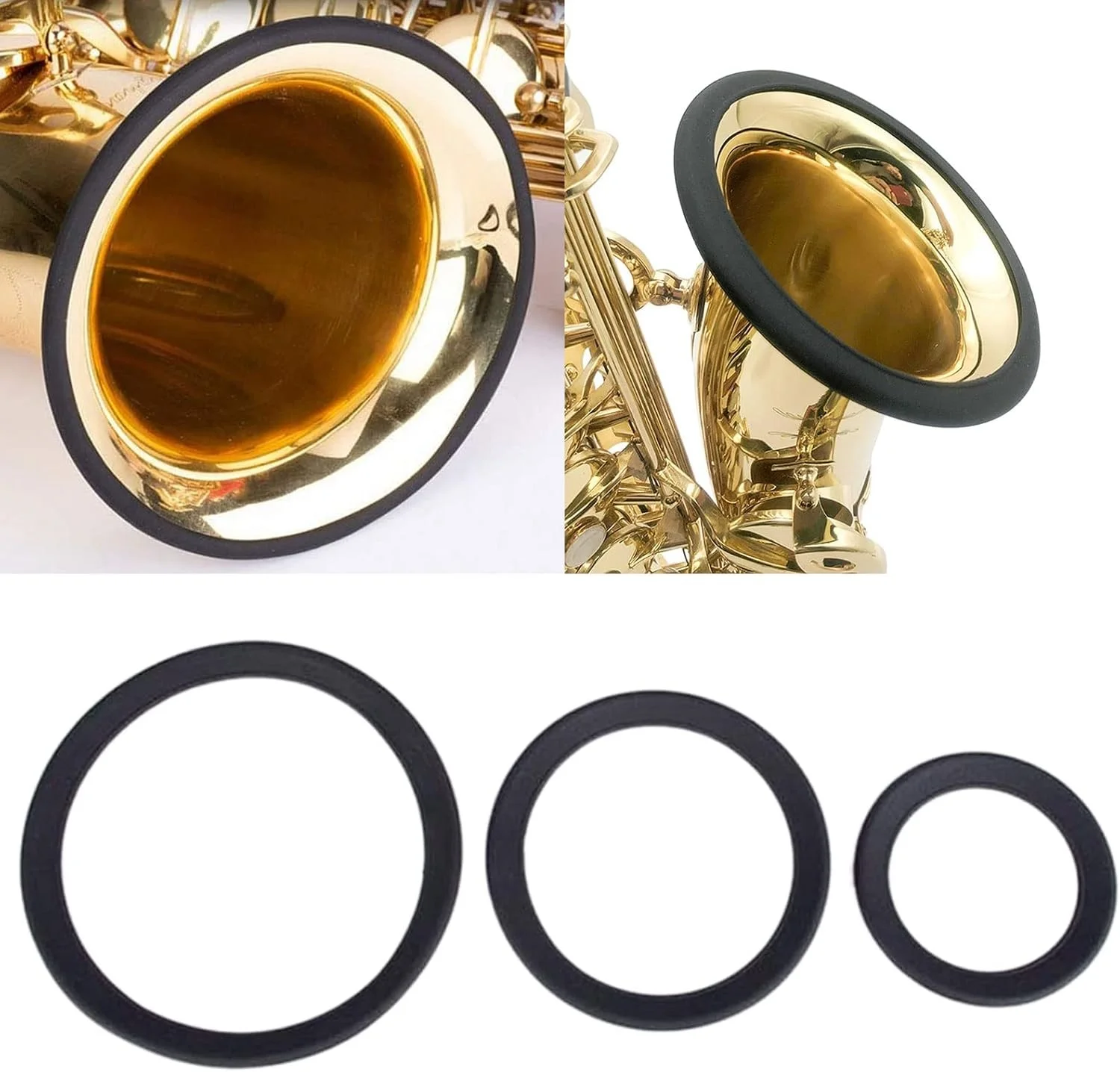 Saxophone Mute Rings for Baritone, Alto, Soprano Saxophones, Saxophone Mute, Along with Bell Protection Covers And Pads