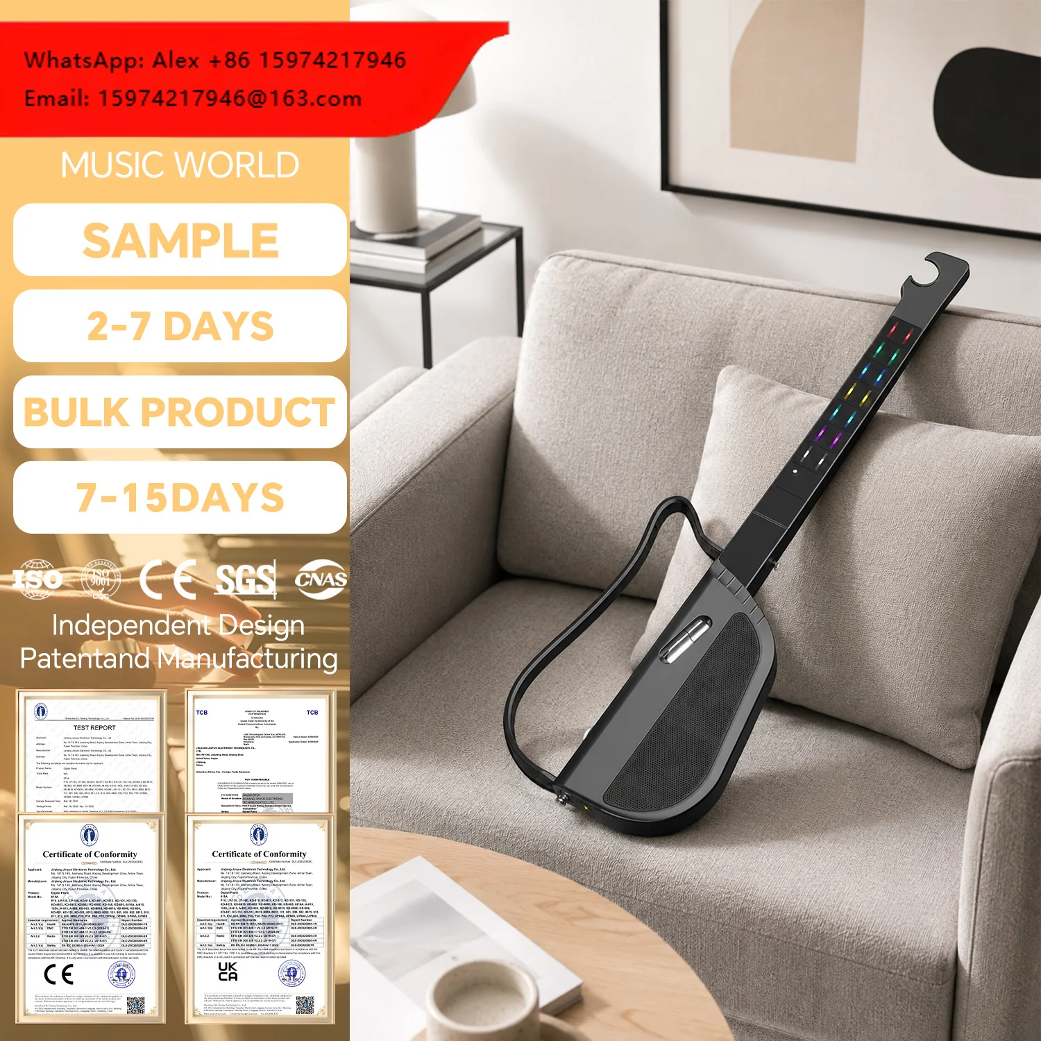 Hot Sale LiberLive C1 Stringless Electric Guitar With Case And Accessories ABS Material Matt Finish Music