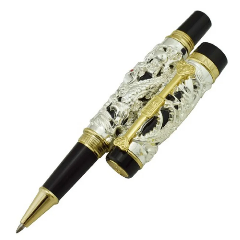 قلم جينهاو دراجون فينيكس فينتاج رولربال، قلم نحت فاخر باللون الفضي والأسود