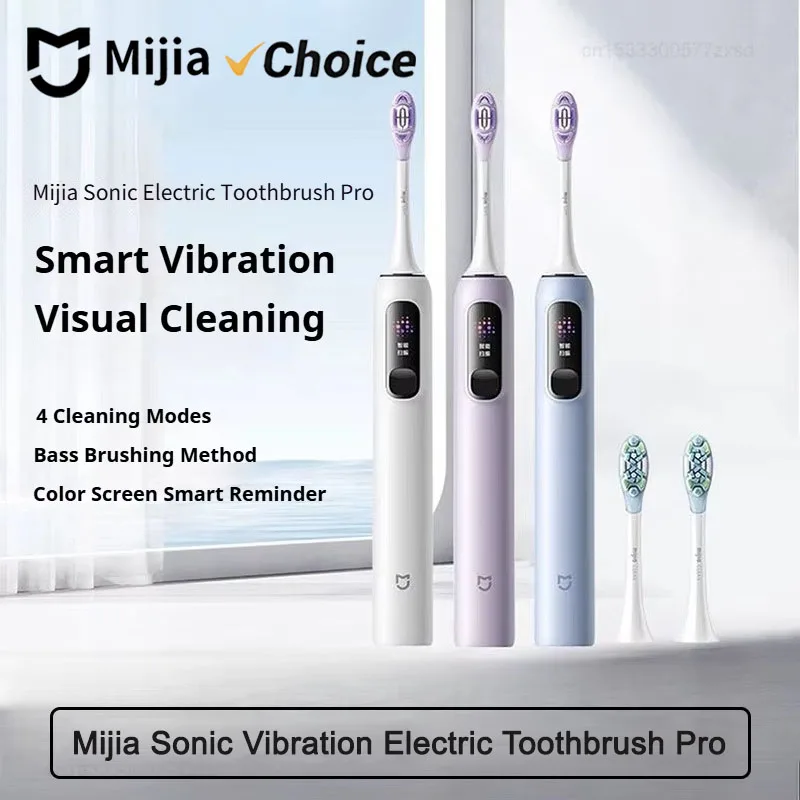 

Электрическая зубная щетка Mijia Sonic Vibration Pro, 4 умных режима, длительное время автономной работы, водонепроницаемость IPX8, LED-экран и блокировка для путешествий