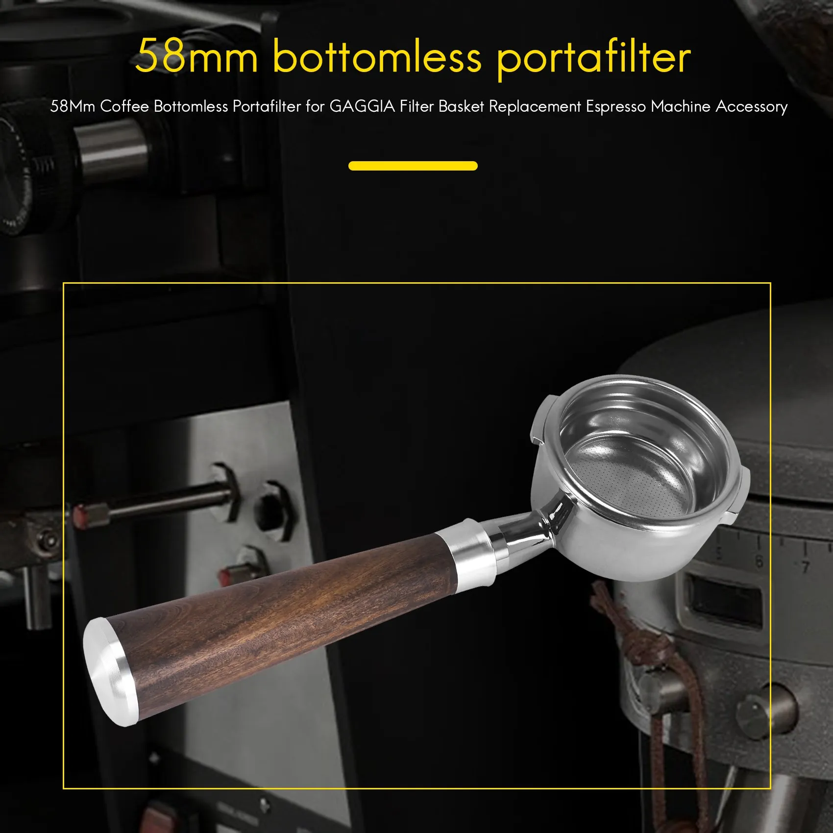 58Mm Coffee Bottomless Portafilter for Filter Basket Replacement Espresso Machine Accessory Coffee Tool A