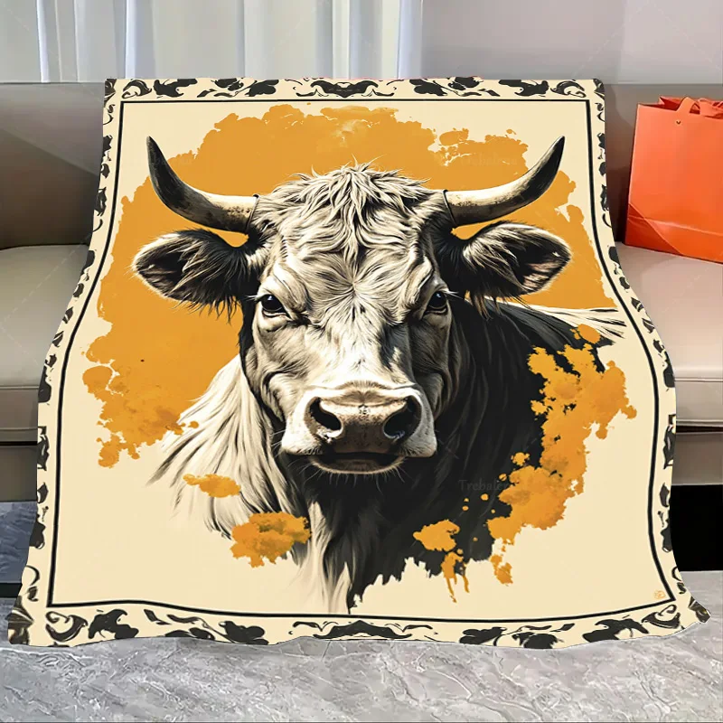 

1pc Flannel Blanket Rustic Cow Print Fleece Blanket for Cozy Farmhouse Decor