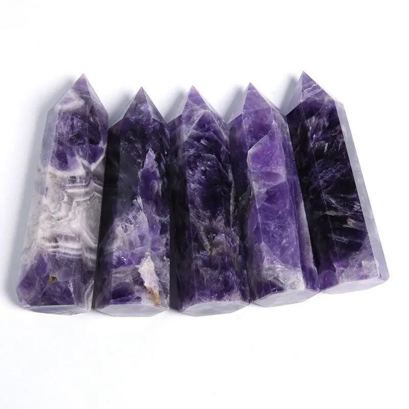 Natural Dream Amethyst Wand Quartz Crystal Point Obelisk Stone Healing