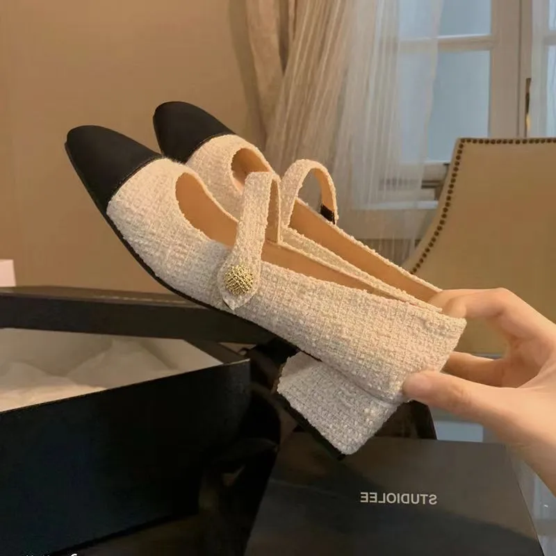 Women\'s Mary Jane High Heels 2024 New Fashion Elegant Square Heel Thick Heel Classic Versatile Women Single Shoes
