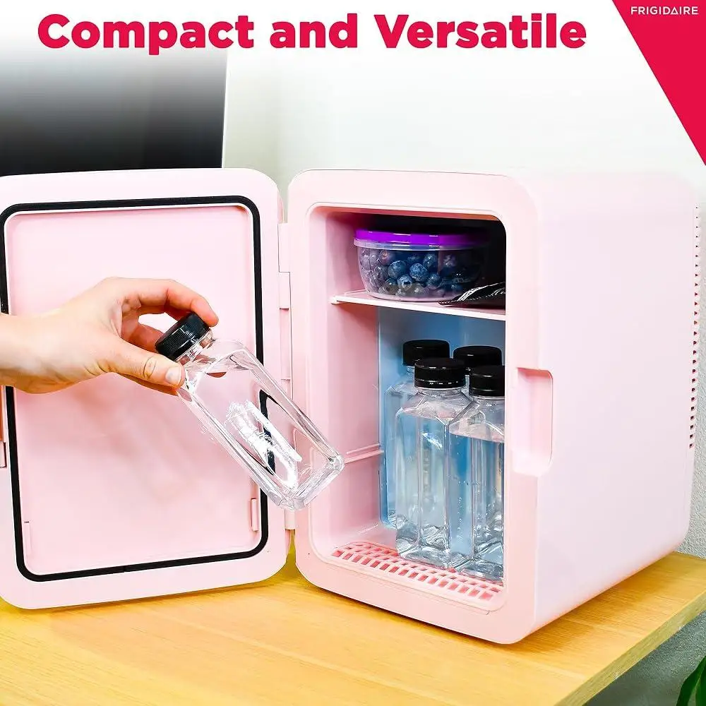 Mini refrigerador portátil con espejo LED, Enfriador Personal de 6,5 L, refrigeradores para el cuidado de la piel, 9 latas, refrigeración eléctrica compacta para viajes