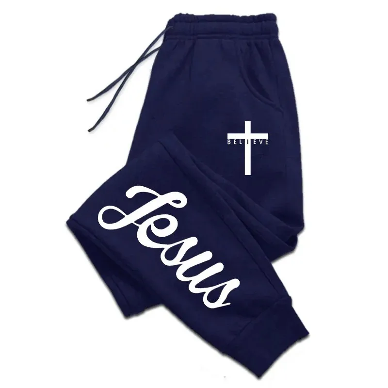 

Cross border e-commerce Jesus Cross unisex sports pants with letter printed pants for men, all season daily leisure, sports and
