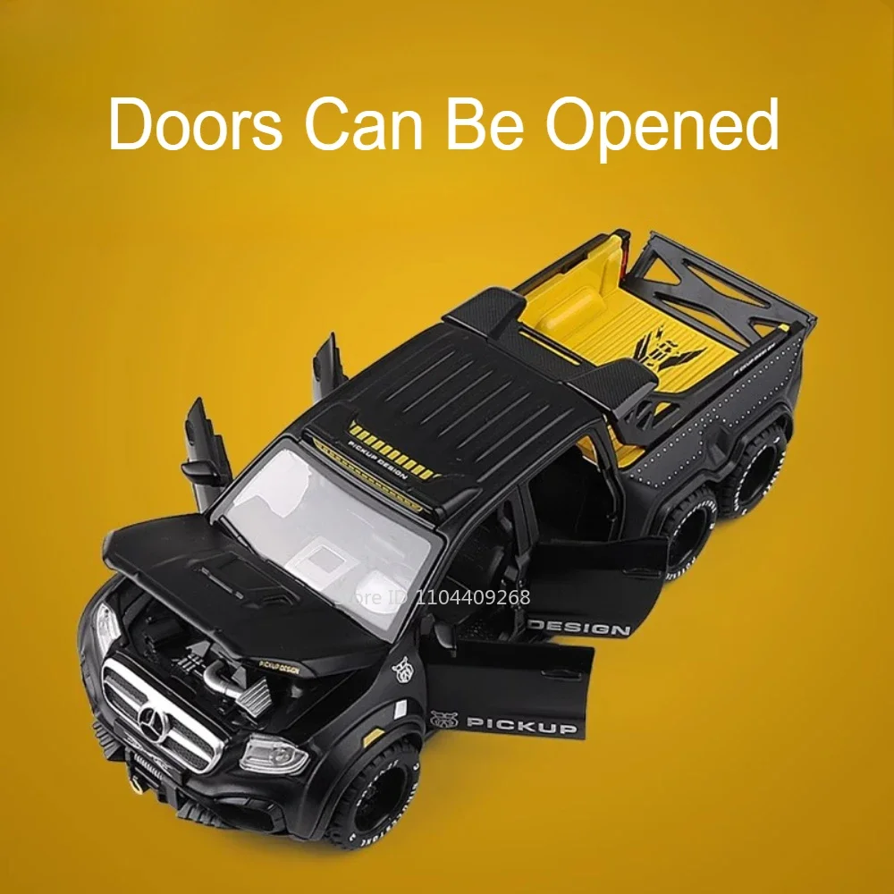 1:28 Scale X-Class Exy 6x6 U5000 ของเล่นรถเพลงดึงกลับประตูเปิด Off-road รุ่นรถเด็กของเล่นเพื่อการศึกษา