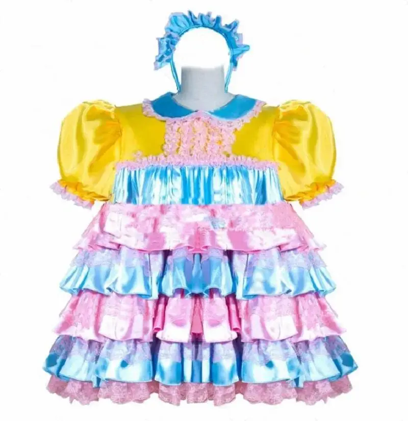 

French Hot Selling Sissy Sexy Short Lockable Satin Baby Dress with Uniform Maid Role-playing Costume Customization