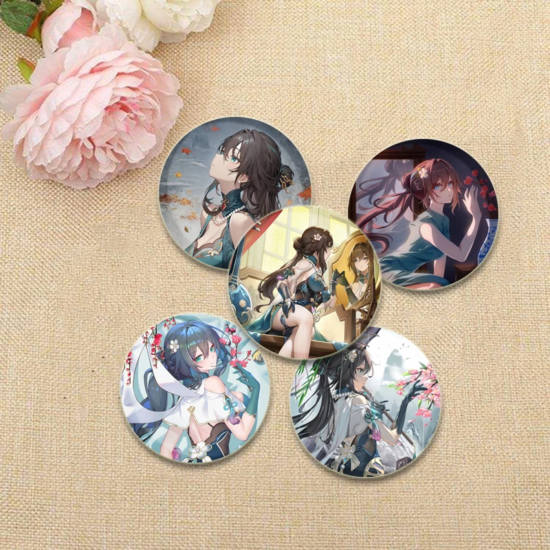 Game Anime Brooches Honkai Star Rail Pins Stelle Jingliu Fu Xuan Clara March 7th Cartoon Badge Bag Accessories Jewelry Gifts