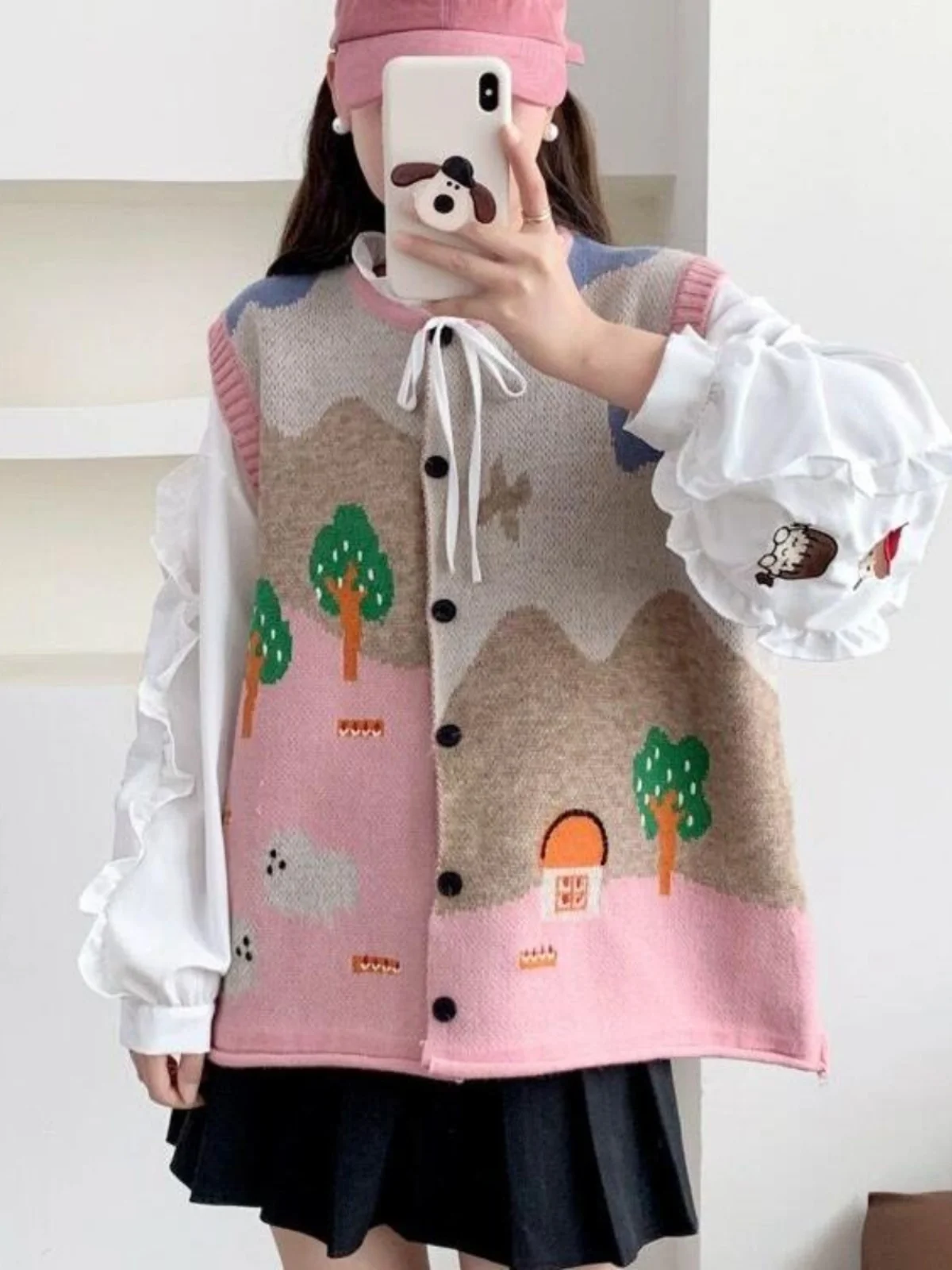 Large Size Embroidered Sweater Vest Women's Fashion Spring Autumn Korean Design Knitted Open Cardigan Vest Outerwear