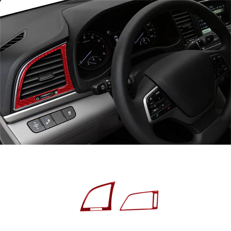 For Hyundai Elantra 2016 2017 2018 Red Carbon Fiber Cover Trim Stickers Car Interior Mouldings Accessories Decoration Parts