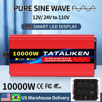 ポータブル純粋な正弦波インバーター,1600-4500w,12v,24v〜ac 110v,60hz,車の変圧器,LEDディスプレイ付き