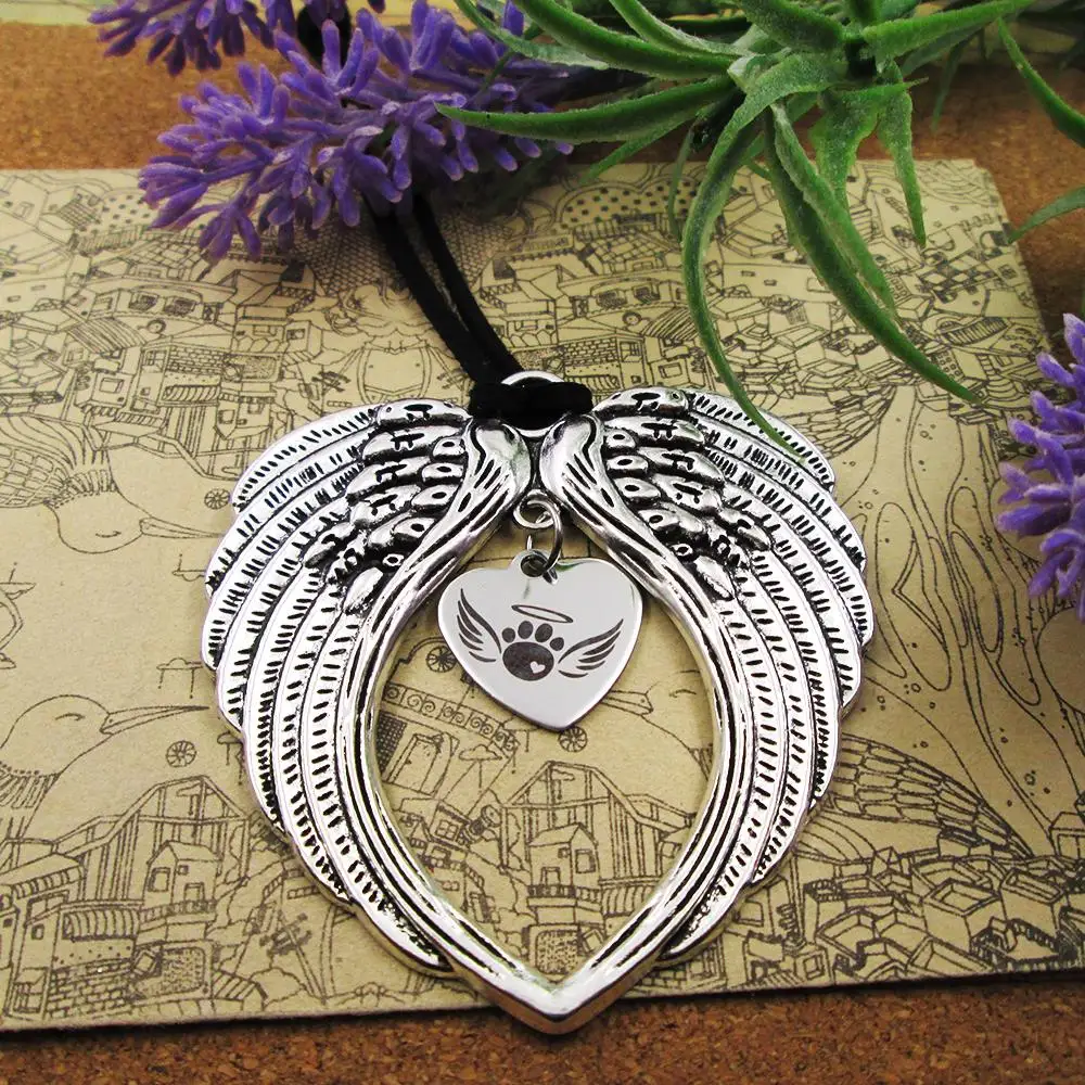 

Rainbow Bridge Paw Print Angel Wings Rear View Mirror Charm Custom Car Hanging Ornament Car Accessories For Safe & Stylish
