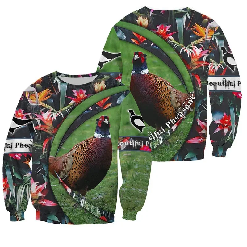 Liumaohua New beautiful pheasant hoodie fun 3D printed sweatshirt hoodie zipper hoodie unisex fashion casual street sportswear