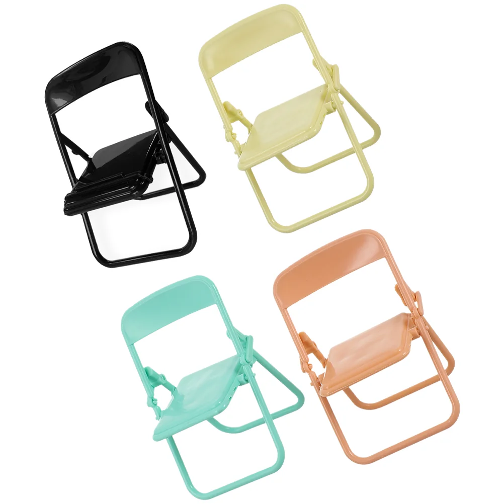 4 Pcs Dollhouse Mini Plastic Stroller Realistic Miniature Toy Folding Chair Decorative Furniture Cart Supplies