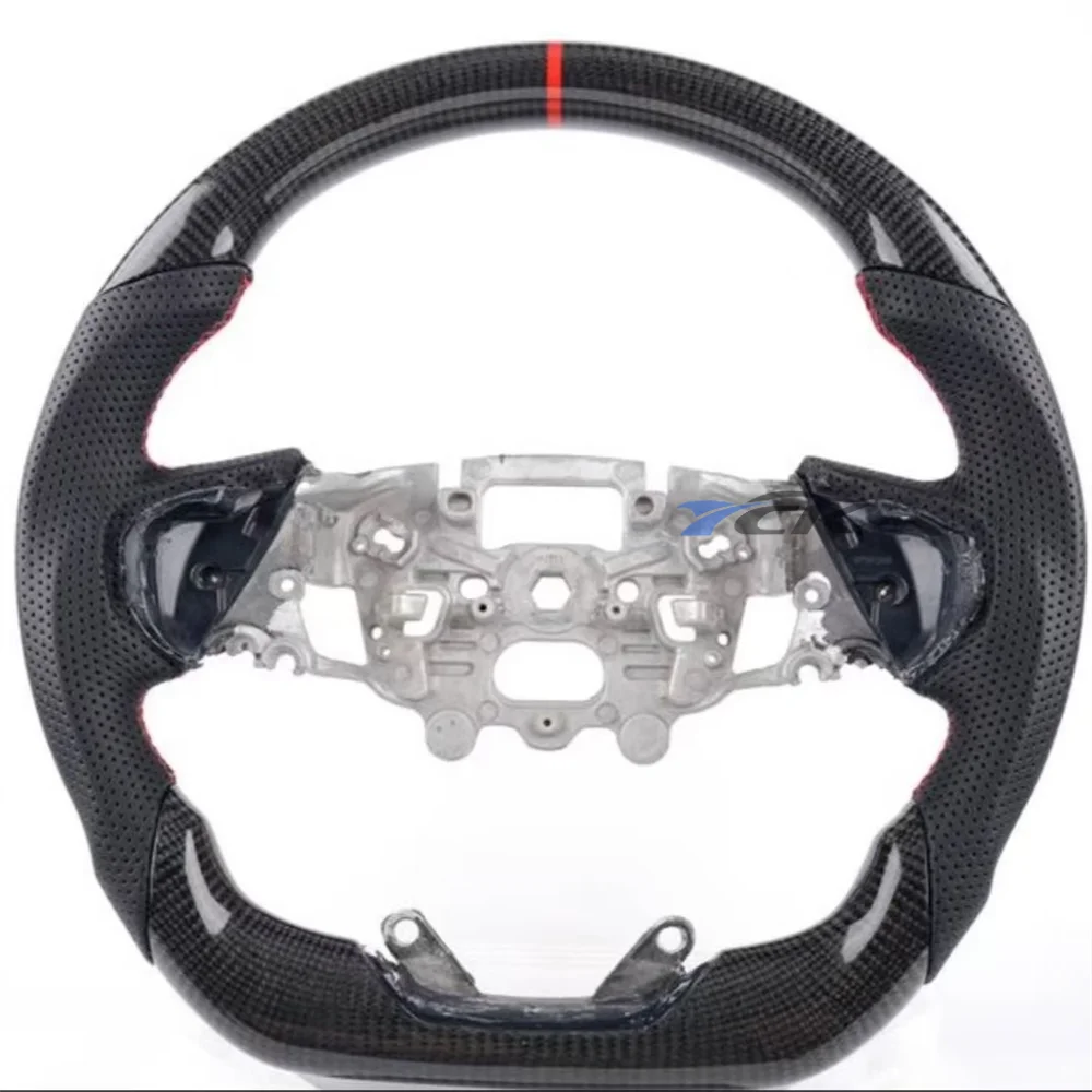 

Custom Carbon Fiber Black Perforated Leather Red stitch Steering Wheel for 2023 Ford Ranger