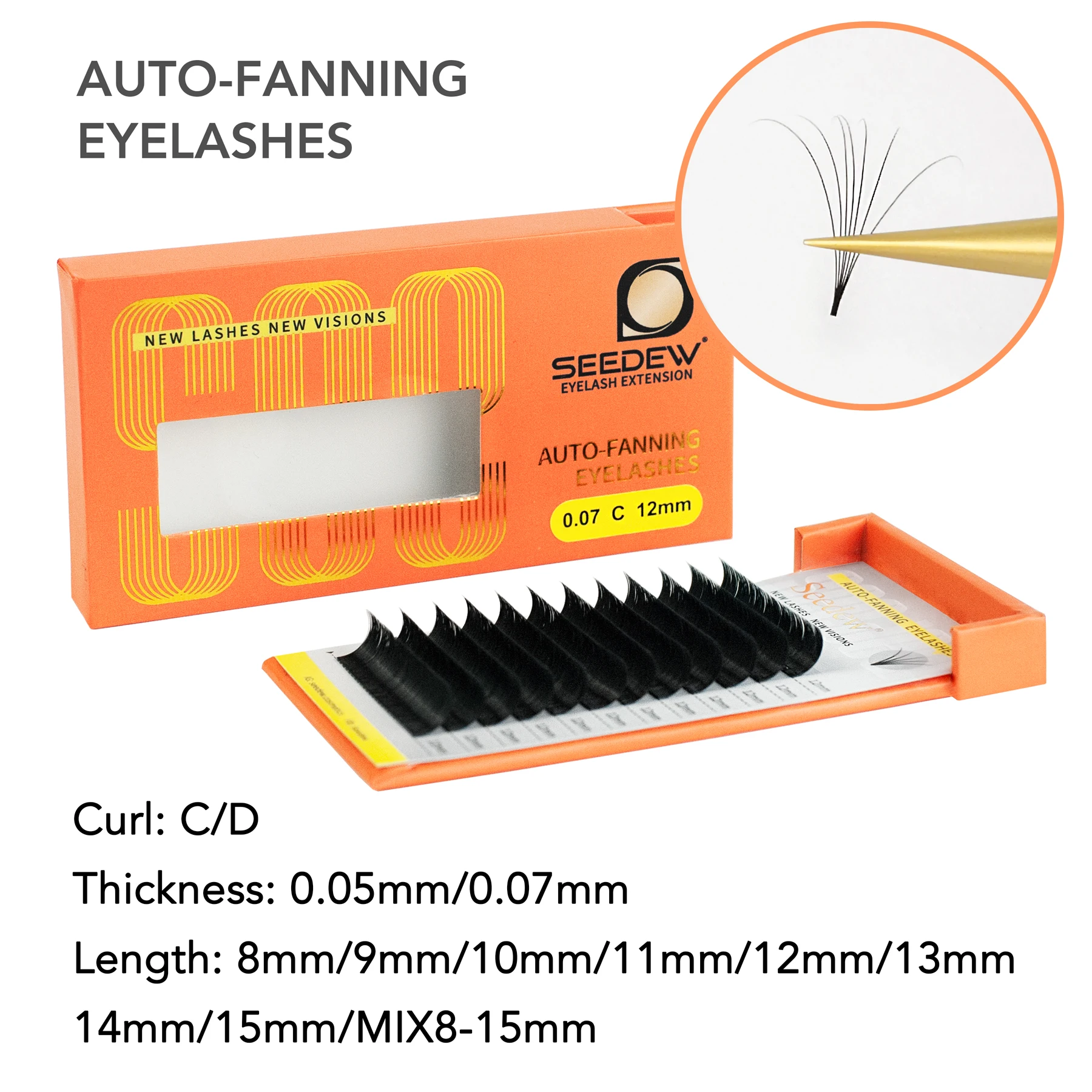 SEEDEW Same Length Auto Bloom Easy Fan Nagaraku Eyelash Extensions 5cases/lot Pre-bonded Lashes Volume Handmade Fans Eyelash