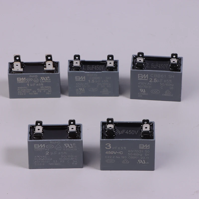 Air Conditioner External Fan Capacitor 1.5/2/2.5/3/4/5/6UF450V Air Conditioner Plug-in Capacitor Accessories