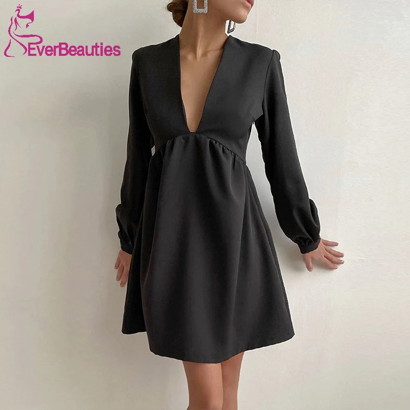 Long Sleeves Little Black Dresses for Formal Occasion маленькое черное платье Party Dresses Semi Formal Black Evening Dress