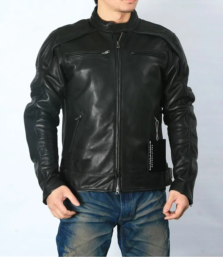 

shipping.plus size classic Free men cow leather Jackets,men's genuine Leather biker jacket.Brand motor leather coat