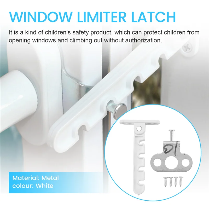 

A13E-2022 New Window Limiter Latch Position Stopper Casement Wind Brace Home Security Door Windows Sash Lock Child Safety