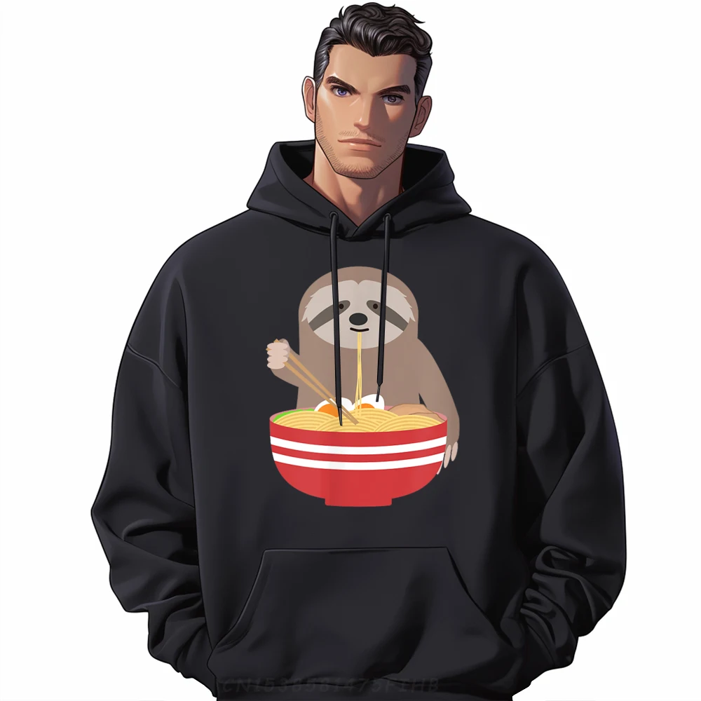 

Sloth Eating Ramen Bowl Noodles Black Graphic Tees Pullover Hoodies Lovers Day Christmas Sweater