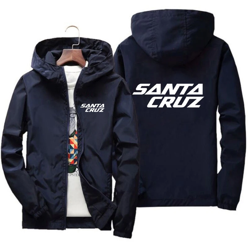 Veste de pilote de baseball décontractée pour hommes avec imprimé Santa Cruz, haut mince, fermeture éclair, mode de printemps, 2024