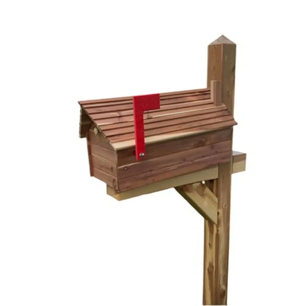 The Stone Bridge Cedar Mailbox | Simple and Beautiful Cedar Mailbox with Metal Insert | Cedar Chalet | Handmade in USA