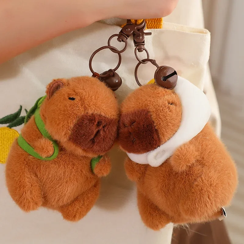 Capybara Plush Toy Kawaii Stuffed Animals Fluffy Capybara With Strawberry Tortoise Slap Bracelet keychain Birthday Gift