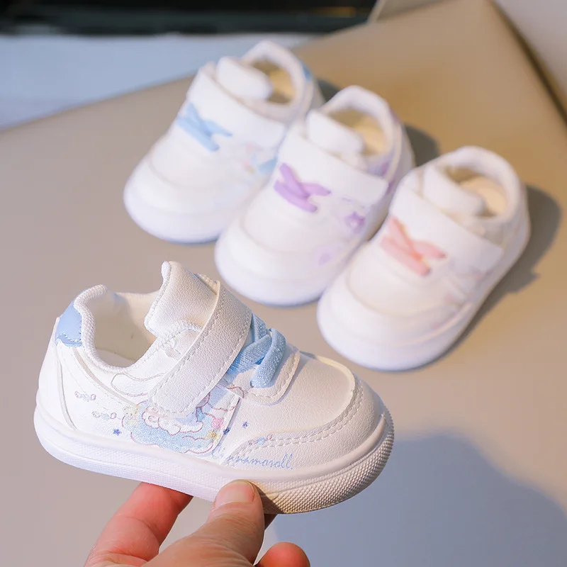 Girls Casual Shoes White Sneakers Cute Baby Girl First Walker Cartoon Sanrio Cinnamoroll Children Sport Shoes Non-slip Fashion