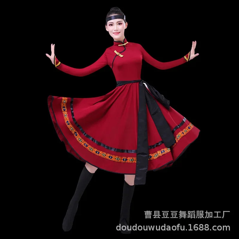 Mongolian Traditional Hanfu Clothing Classical National Costumes Tibetan Dance Costume Minority Folk Dance Costumes Stage Show