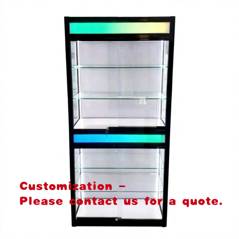 custom.HongTai Eco-Friendly Waterproof Heavy Duty Cigar Display Tempered Glass Shelves Bright LED Lighting Showca