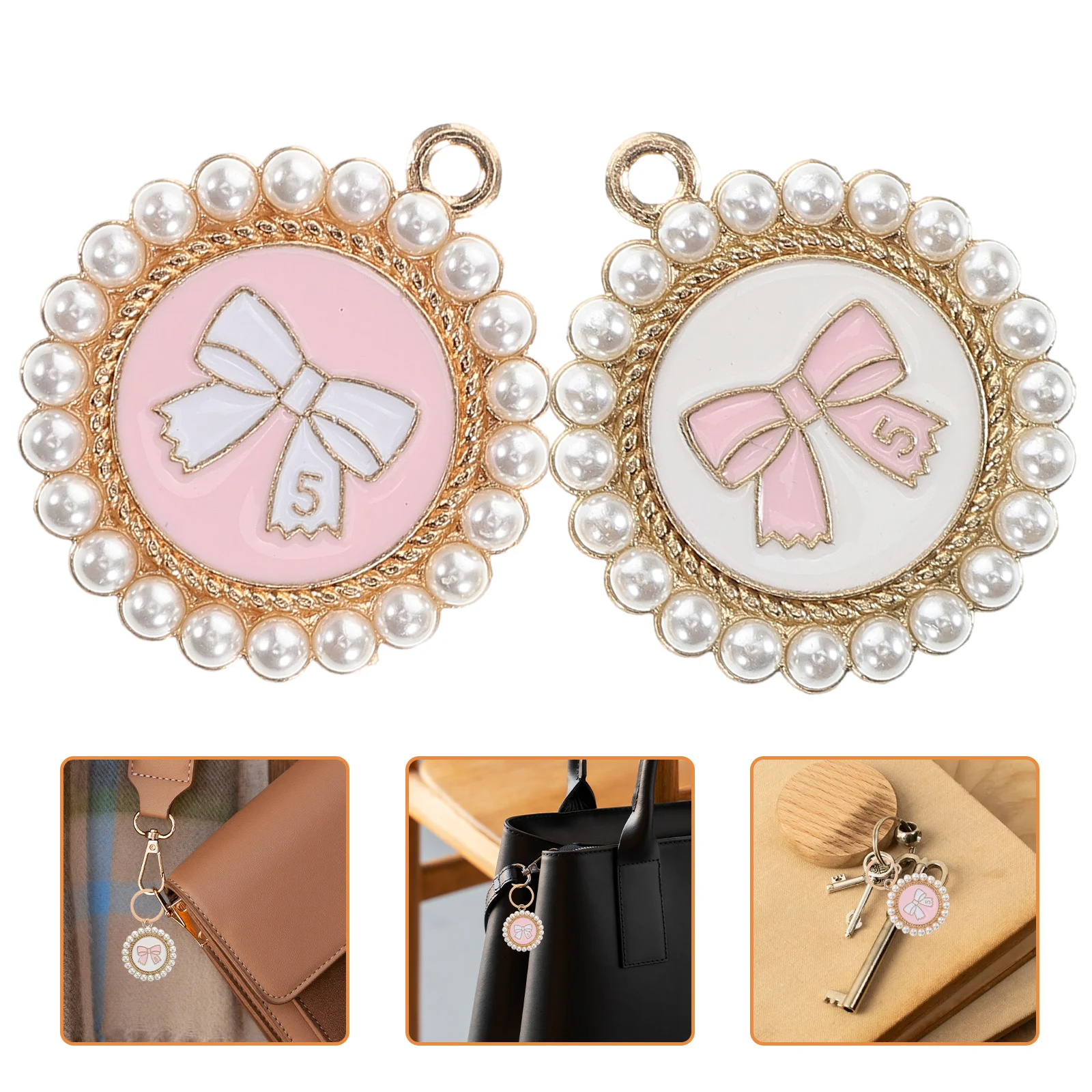 

20pcs Alloy Bow Charms Pearl Bowknot Mini Light Theme Diy Earring Bracelet Necklace Jewelry Making Keychain Accessories Xmas