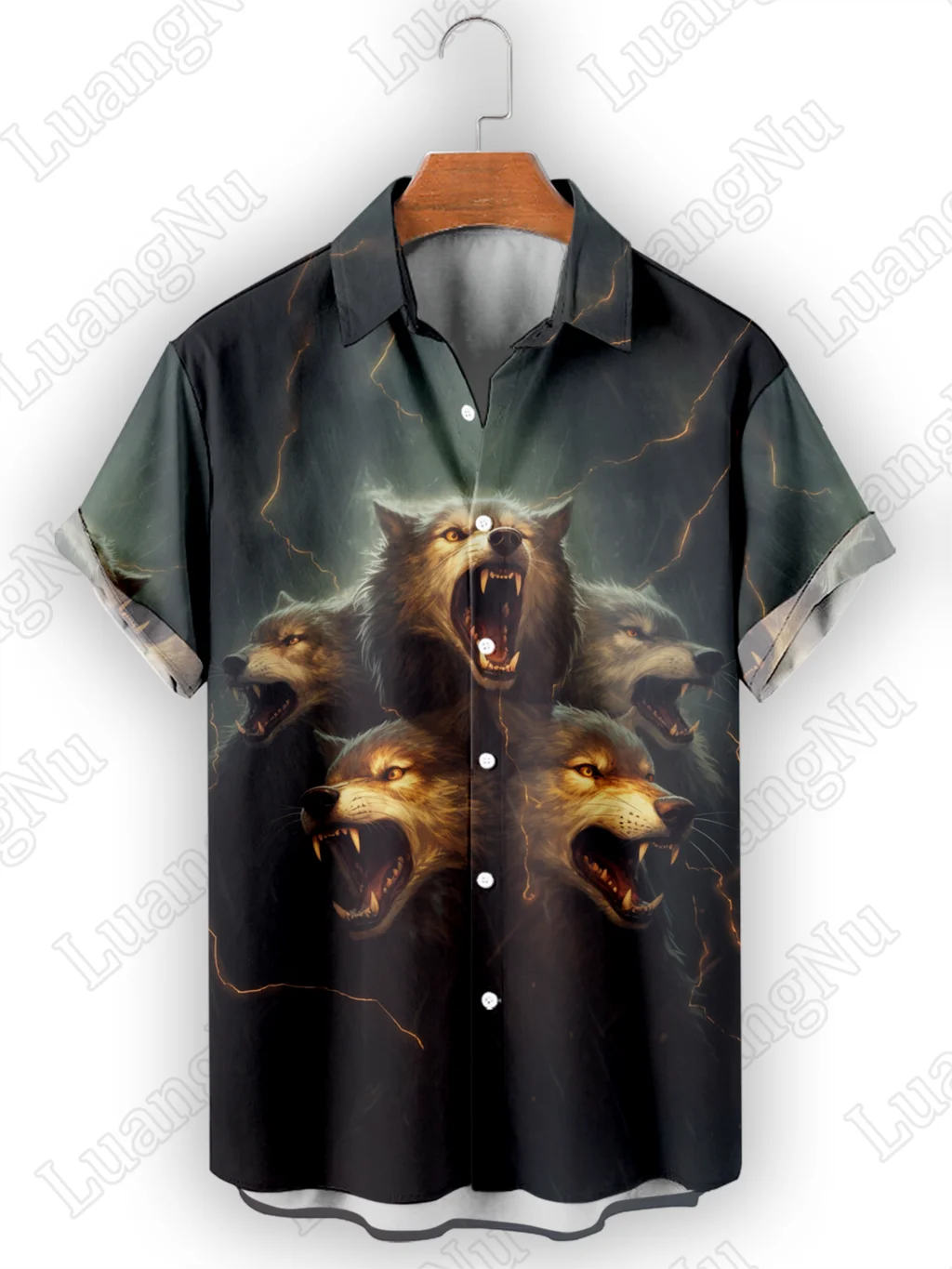 New Men's Shirts Hawaiian Wolf 3D Print Button Blouses High Quality Shirt For Men Beach Casual Short Sleeve Tops Clothing