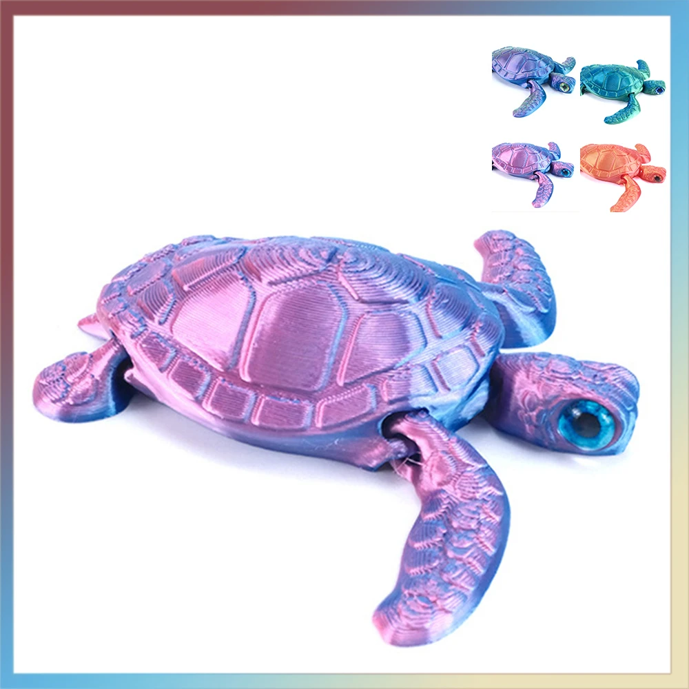 3D Printed Figures Turtles Multi-joint Model Toys Ornament Realistic Animal Decorations Relieving Desktop Novelty Toy Boys Gifts